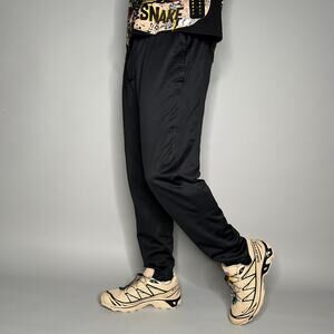Nike Joggers Jet Black Polyester Sweatpants Subtle Large Swoosh Dri Fit